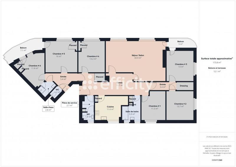 Appartement - 169 m² - 8 pièces