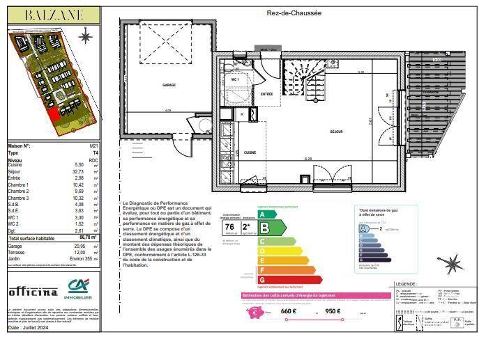 Maison - 86 m² - 4 pièces