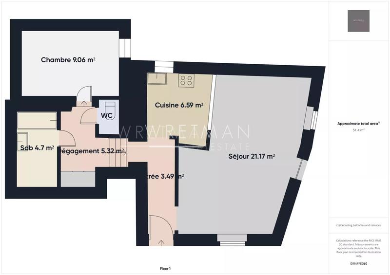 Appartement - 51 m² - 2 pièces