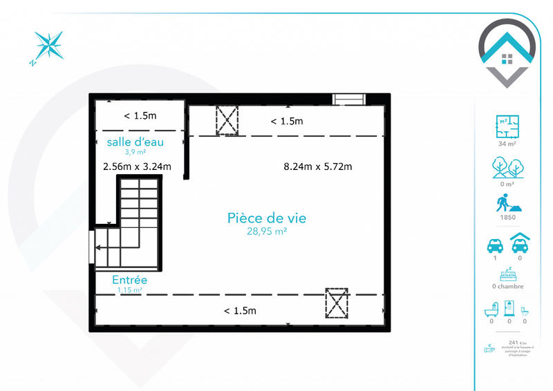 Appartement - 34 m² - 1 pièce