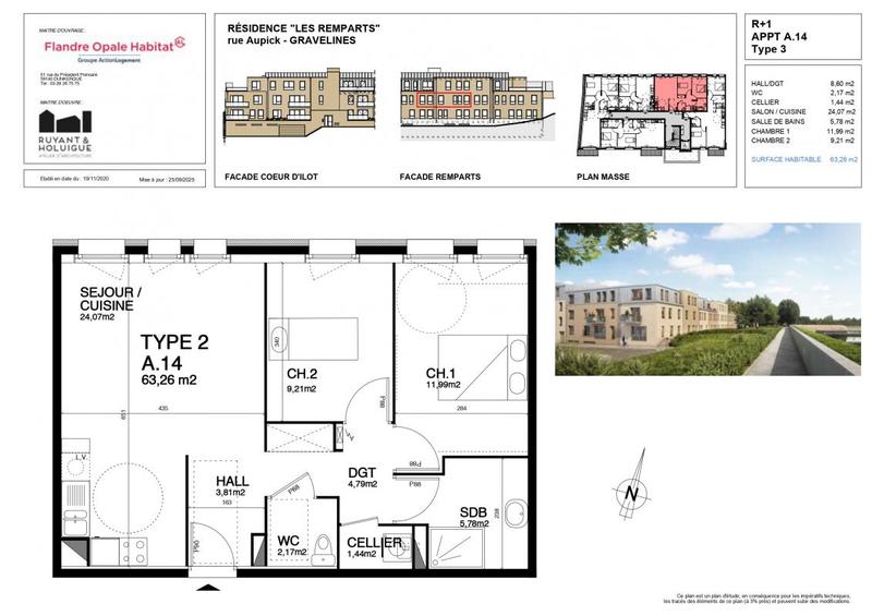 Appartement - 63 m² - 3 pièces