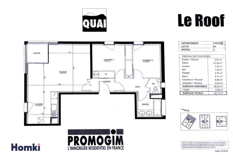 Appartement - 59 m² - 3 pièces