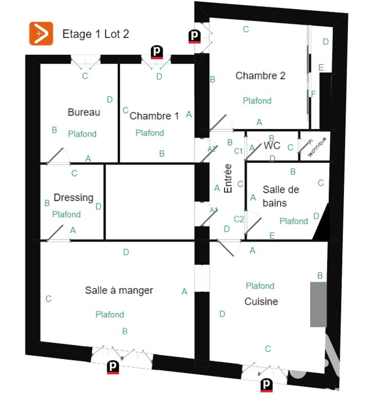 Appartement - 80 m² - 3 pièces