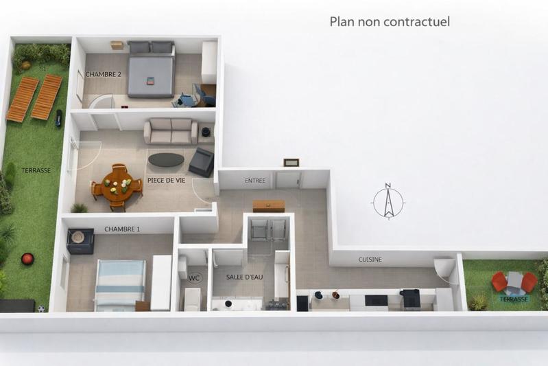 Appartement - 70 m² - 3 pièces