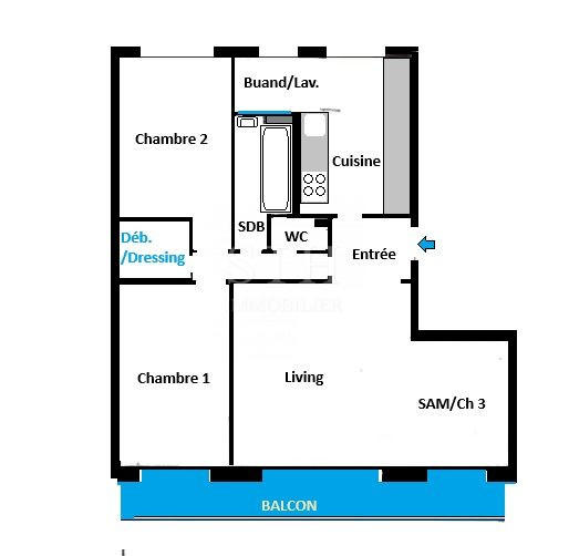 Appartement - 70 m² - 3 pièces