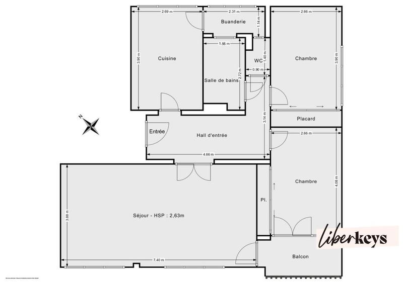 Appartement - 76 m² - 3 pièces