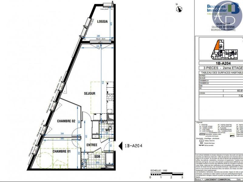 Appartement - 61 m² - 3 pièces