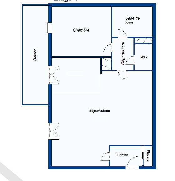 Appartement - 45 m² - 2 pièces