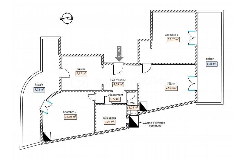 Appartement - 67 m² - 3 pièces
