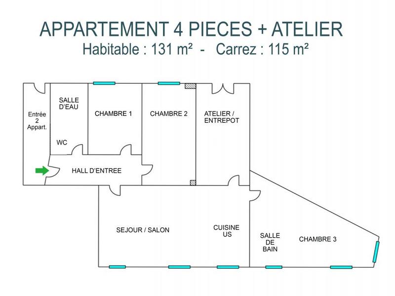 Appartement - 115 m² - 4 pièces