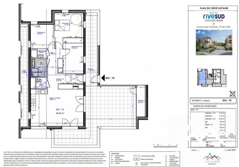 Appartement - 90 m² - 4 pièces