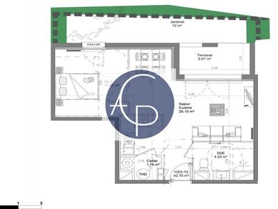 Appartement - 43 m² - 2 pièces