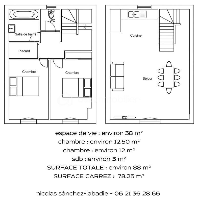 Appartement - 78 m² - 3 pièces
