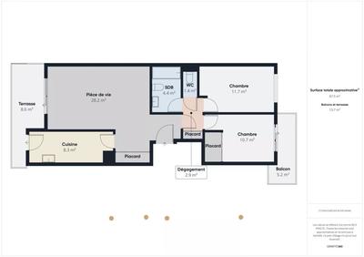 Appartement - 68 m² - 3 pièces