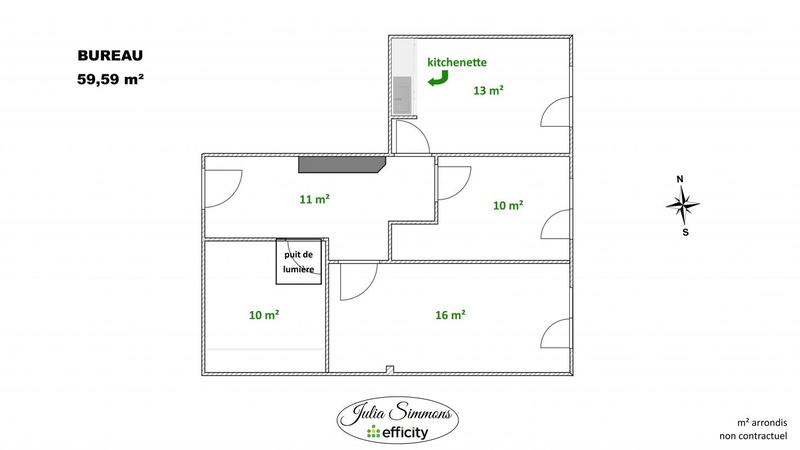 Bureau - 60 m² - 4 pièces