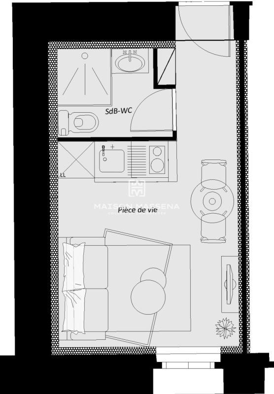 Studio - 14 m² - 1 pièce