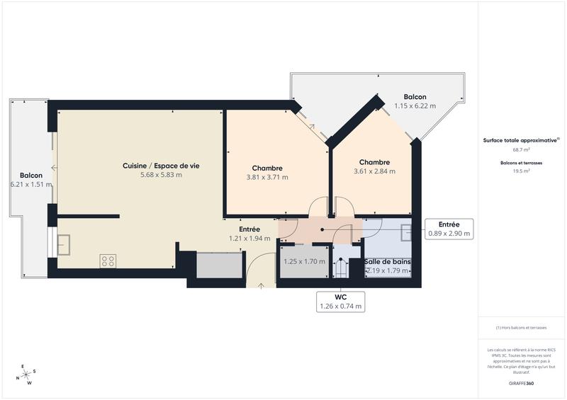 Appartement - 67 m² - 3 pièces