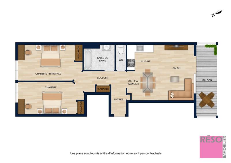 Appartement - 70 m² - 3 pièces