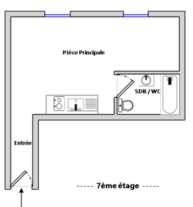 Appartement - 12 m² - 1 pièce