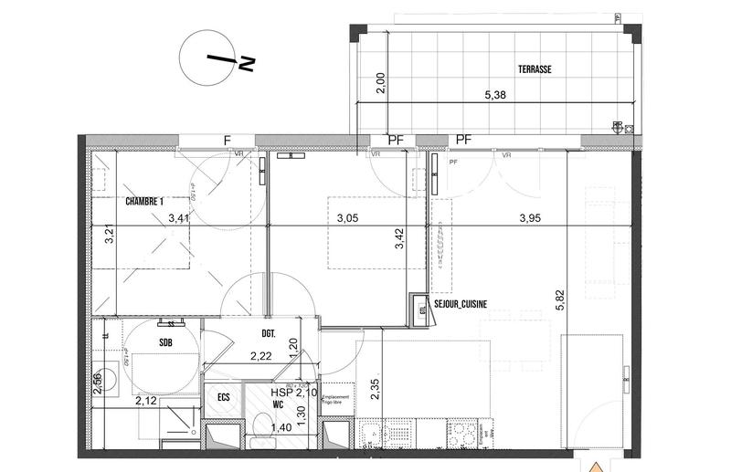Appartement - 59 m² - 3 pièces
