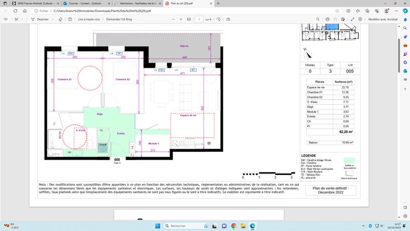 Appartement - 62 m² - 3 pièces