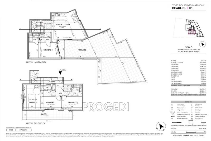Duplex - 127 m² - 5 pièces