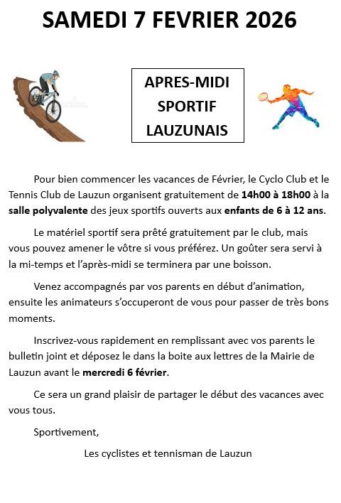 Après midi sportif du Cyclo Club et du Tennis Club Lauzunais