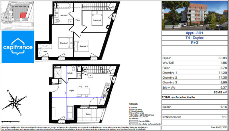 Appartement - 83 m² - 4 pièces
