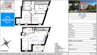 Appartement - 83 m² - 4 pièces