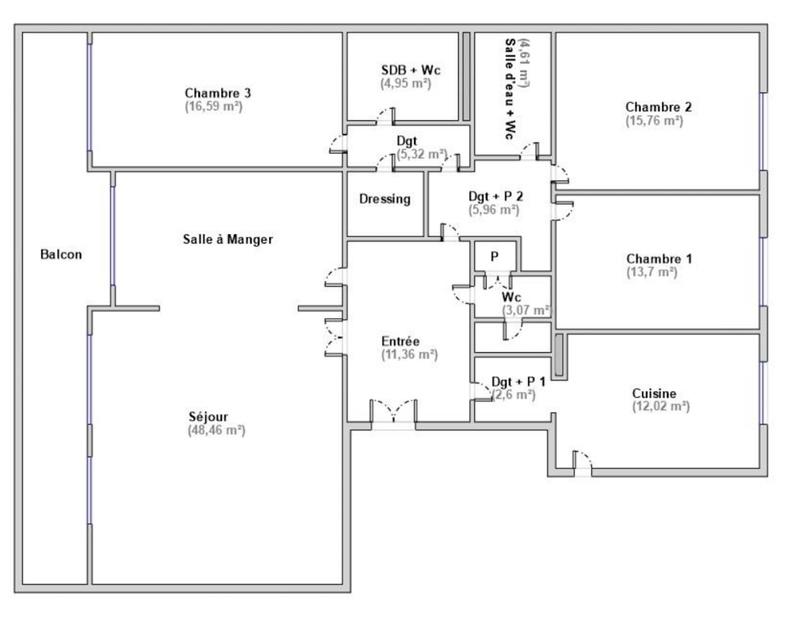 Appartement - 145 m² - 5 pièces