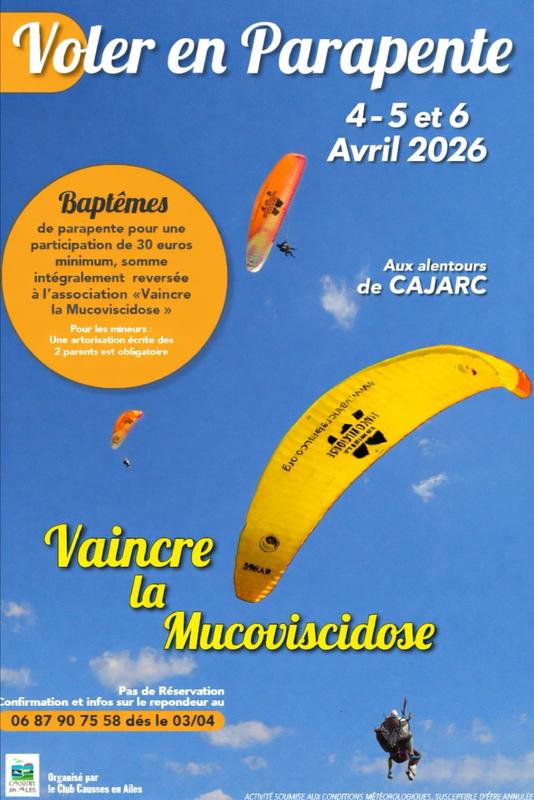 Baptêmes de parapente solidaires à Cajarc