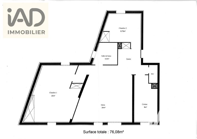 Appartement - 76 m² - 3 pièces