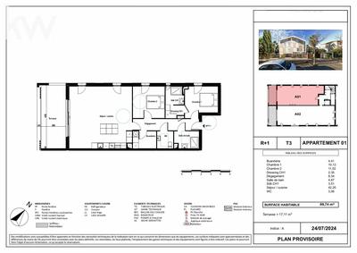 Appartement - 90 m² - 3 pièces