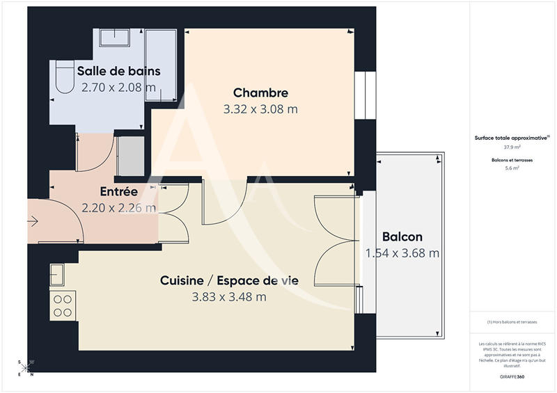 Appartement - 39 m² - 2 pièces