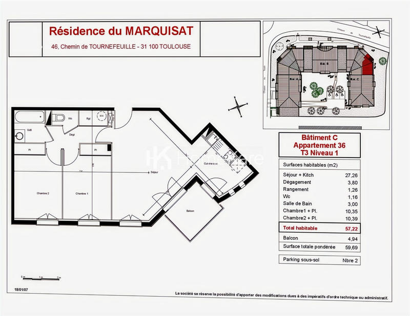 Appartement - 58 m² - 3 pièces