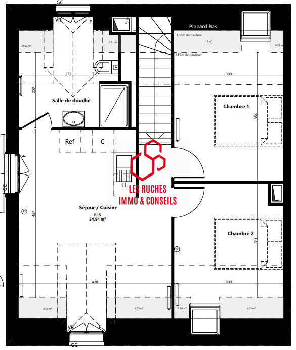 Appartement - 55 m² - 3 pièces