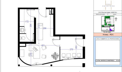 Local commercial - 35 m² - 1 pièce
