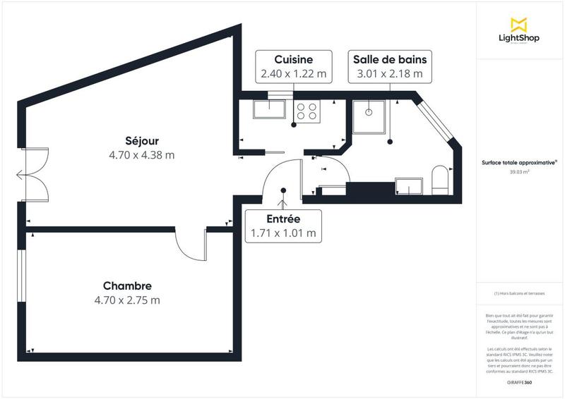 Appartement - 40 m² - 2 pièces