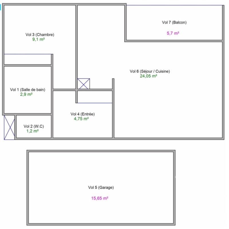 Appartement - 42 m² - 2 pièces