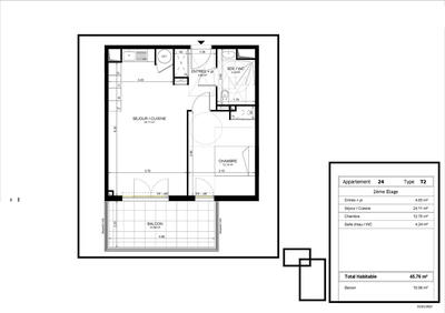Appartement - 45 m² - 2 pièces