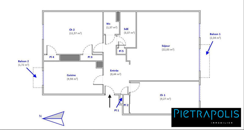 Appartement - 69 m² - 3 pièces