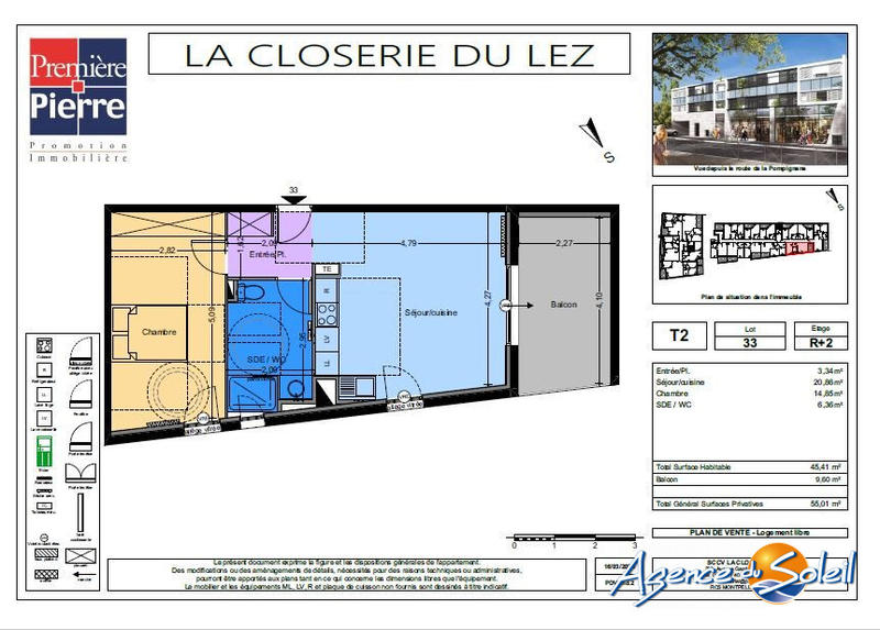 Appartement - 45 m² - 2 pièces