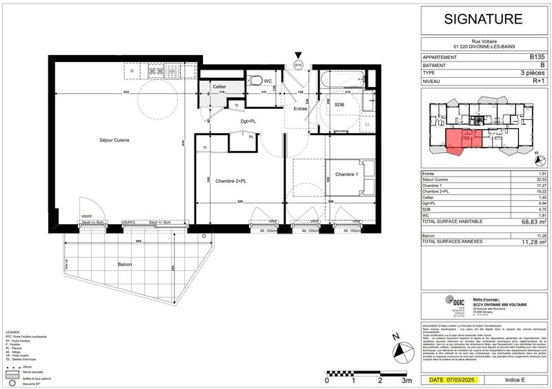 Appartement - 69 m² - 3 pièces