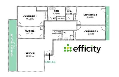 Appartement - 86 m² - 4 pièces