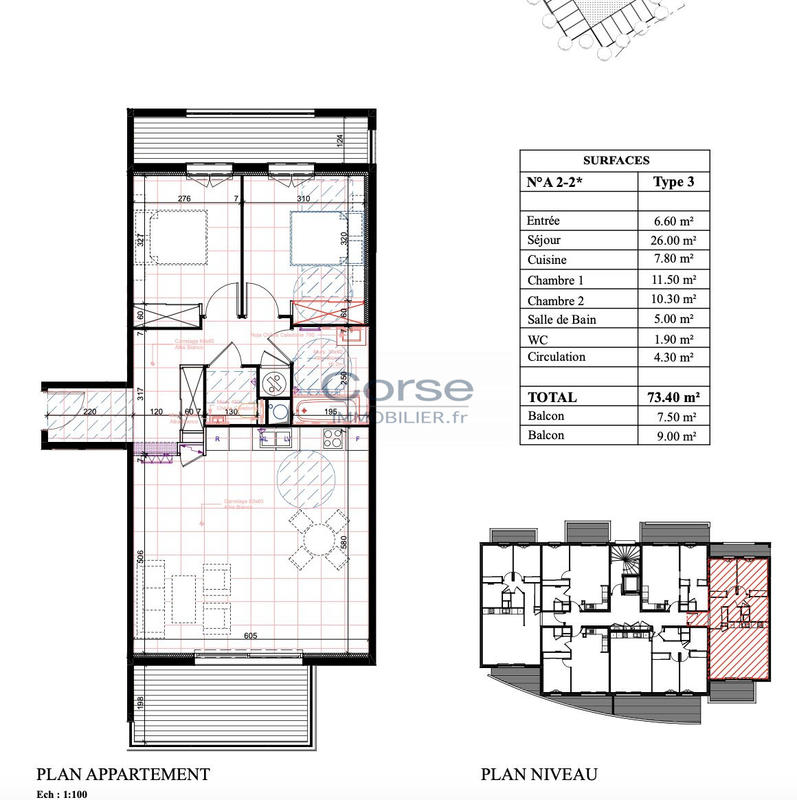 Appartement - 73 m² - 3 pièces