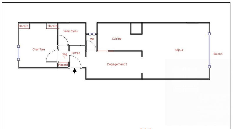 Appartement - 62 m² - 2 pièces