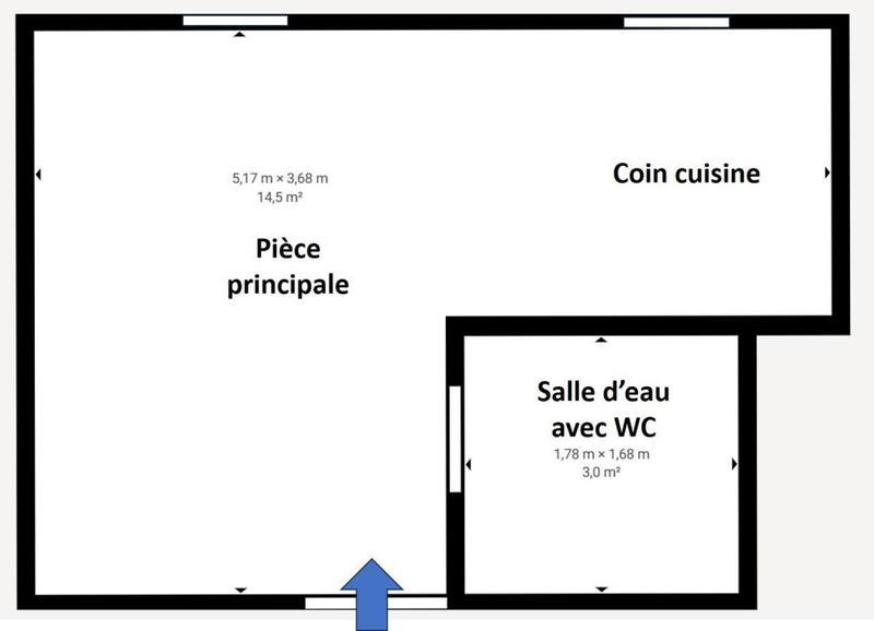 Studio - 17 m² - 1 pièce