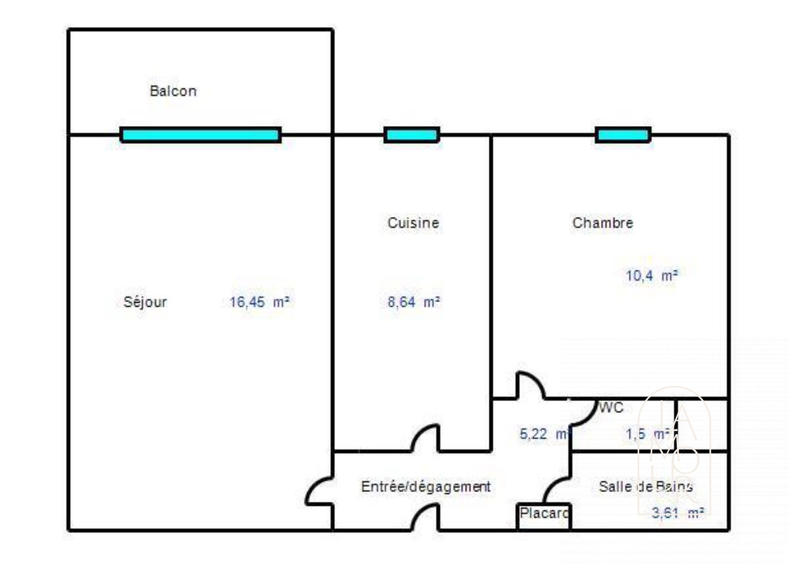 Appartement - 46 m² - 2 pièces