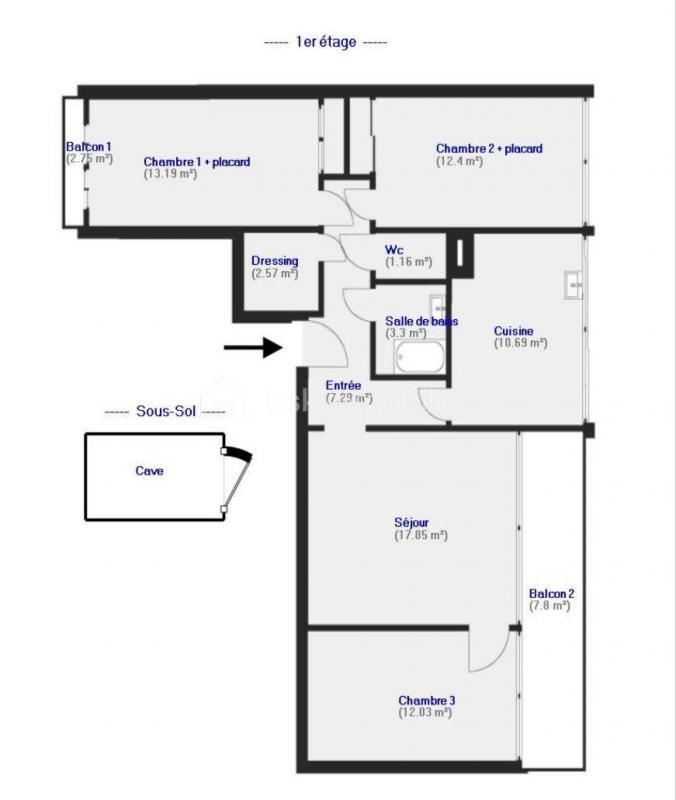 Appartement - 80 m² - 4 pièces