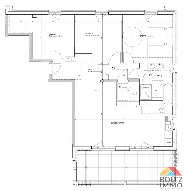 Appartement - 88 m² - 4 pièces